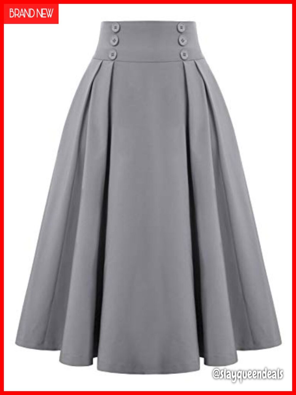Belle Poque Women's Midi Pleated A-Line Skirt Pockets